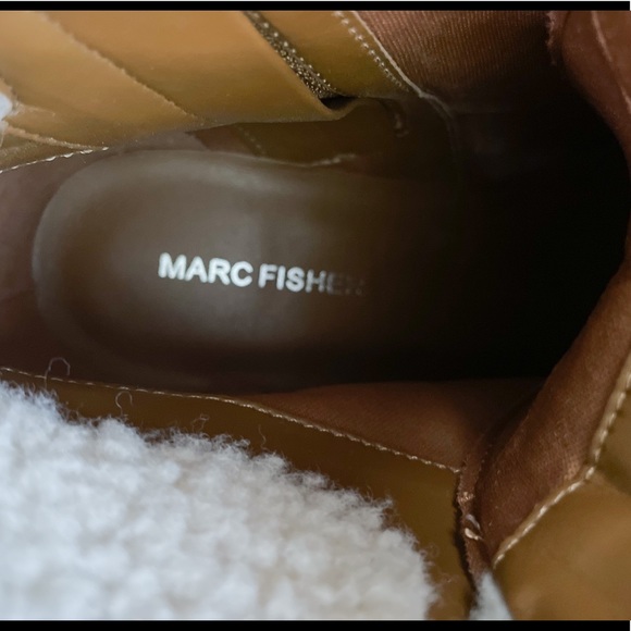 NEW- MARC FISHER Lakynn Hiker Suede Healed Tan Boots - Picture 6 of 14